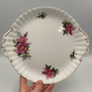 Royal Albert Prairie Rose Two-Handled Cake Plate, Made in England