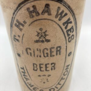 Antique T.H. Hawkes Stoneware Ginger Beer Bottle with Cap