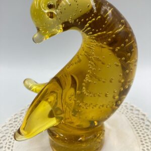 Signed Alta Glass Yellow Coloured Glass Bird / Penguin Figurine with AG Mark