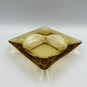 Vintage Amber Square Glass Ashtray