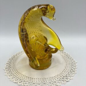 Signed Alta Glass Yellow Coloured Glass Bird / Penguin Figurine with AG Mark