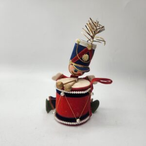 Vintage Soldier with Drum Christmas Tree Ornaments, Made in Japan, Flocked Ornaments, Drummer Boy