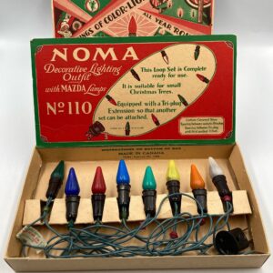 1940s Noma All Year 'Round Lights, Strand of 8 Mazda Lights in Working Condition, Original Box