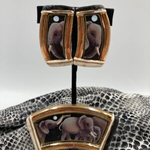 David Detz Brooch and Earrings Set ELEPHANT design