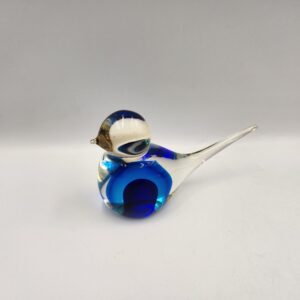 Vintage Art Glass Murano Style Bird with Graduated Colours, Blue Glass Bird