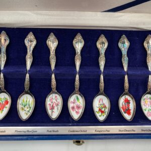 Vintage Set Australian Wild Flowers 7 Piece Spoon Set in Box