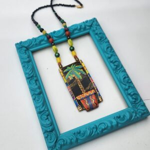 David Detz Hand Painted Statement Necklace, Palm Tree Necklace