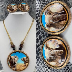 David Detz Necklace and Earrings Set ELEPHANT design