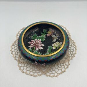 Beautiful Vintage 6 1/2" Cloisonne Enamel Bowl with Floral Motif