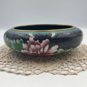 Beautiful Vintage 6 1/2" Cloisonne Enamel Bowl with Floral Motif