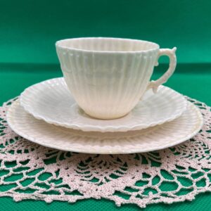 BELLEEK Limpet Trio - Cup and Saucer with Bread Plate 1926-1946 Belleek Third Black Mark