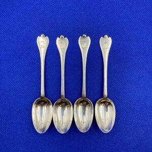 Set of 4 Sterling Coffee Spoons circa 1905 George Jackson & David Fullerton London Sterling with Eagle Etched Handles