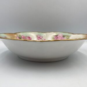 Pretty Antique P.T. Bavaria Bowl with Scalloped Edge and Gold Rim, Gorgeous Pink Floral Bowl