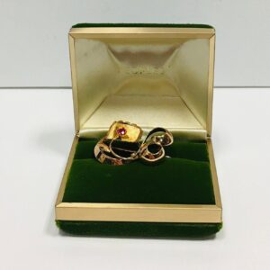 Antique 18K Rose Gold Brooch with Synthetic Ruby; 1500 appraisal value