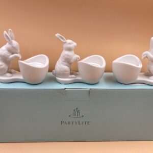 NIB - PartyLite Happy Hoppers Set of 3 Bunny Tea Lights & 6 Pastel Egg Candles