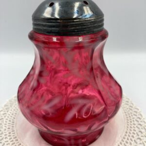 1950s FENTON Cranberry Opalescent Daisy & Fern Sugar Shaker