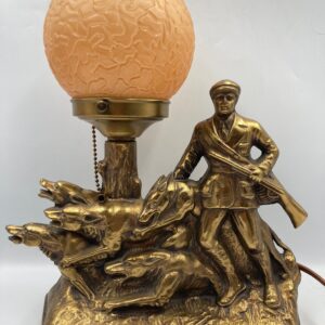 1930s The Hunter Copper Radio / Table Lamp with Frosted Orange Glass Shade, Copper Brain Shade