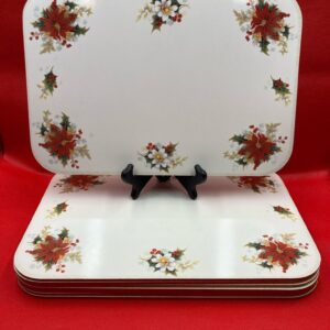 Set of 8 Royal Albert Poinsettia Placemats in Original Boxes - Made in Canada