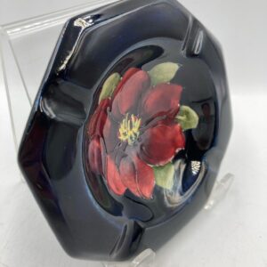 Vintage MOORCROFT Clematis Ashtray, Cobalt Blue Moorcroft floral ashtray