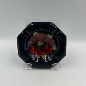 Vintage MOORCROFT Clematis Ashtray, Cobalt Blue Moorcroft floral ashtray