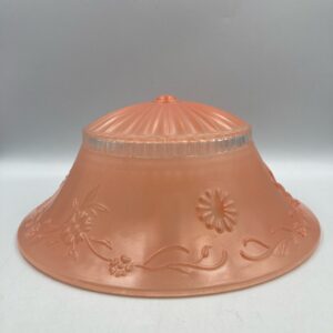 Art Deco Pink Glass Ceiling Lamp Shade with Floral Design