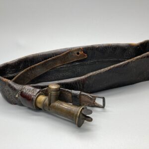 RARE Antique Leather and Brass Shot Flask Belt, Antique Militaria Collectible