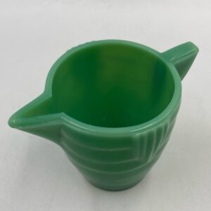 Art Deco Jadeite Creamer, 2 1/4 Inch Tall Green Glass Creamer