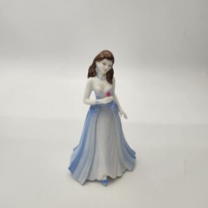 Coalport Ellie Figurine, Small Brunette in Blue Dress Figure, Fine Bone China, Made in England, Collector's Choice Exclusive