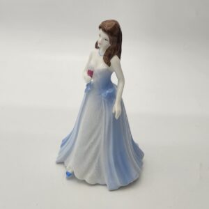 Coalport Ellie Figurine, Small Brunette in Blue Dress Figure, Fine Bone China, Made in England, Collector's Choice Exclusive