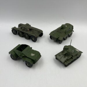 Vintage Dinky Toys Bundle - E.B.R. Panhard and 152A Light Tank, 673 Scout Car & 929 Personnel Carrier