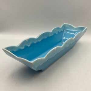 1950s HULL Pottery Blue Drip Oblong Planter - Mold #74