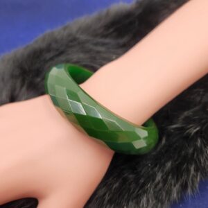 Bakelite Carved Bracelet, Bakelite Green Diamond Cut Bracelet