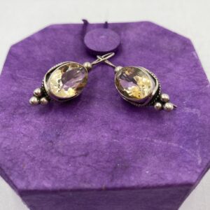 Pair of Vintage 925 Sterling Citrine Earrings