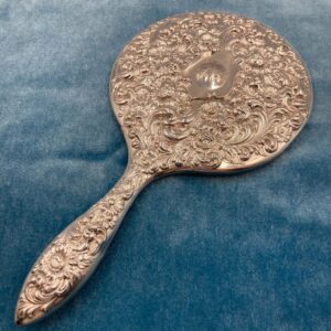 Vintage BIRKS STERLING Repoussé Hand Mirror With Bevelled Mirror