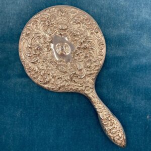 Vintage BIRKS STERLING Repoussé Hand Mirror With Bevelled Mirror