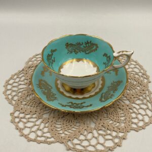 Royal Stafford Teal and Gold Dragon Teacup and Saucer