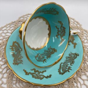 Royal Stafford Teal and Gold Dragon Teacup and Saucer