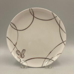 Set of 4 WATERFORD Lismore Butterfly Bread & Butter Plates, White with Platinum Swirls