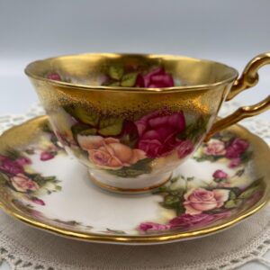 Royal Chelsea Golden Rose Cup and Saucer, Heavy Gold Gilding