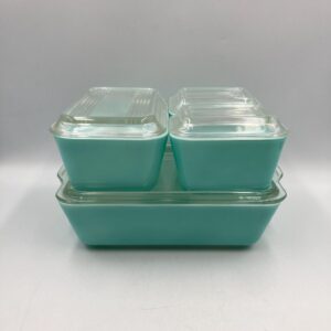 Vintage Pyrex Turquoise Refrigerator Set, Pyrex Robins Egg Blue Fridge Set, 501 502 and 503