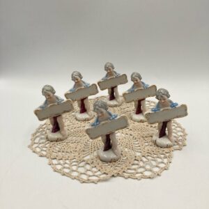 Set of 6 German Fine Porcelain Cherub Place Holders, Please Read