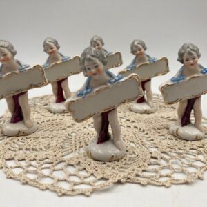 Set of 6 German Fine Porcelain Cherub Place Holders, Please Read