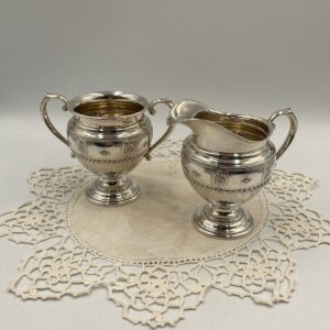 1930s Sterling Silver WALLACE Rose Point Cream and Sugar Set