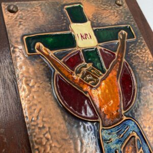 Vintage Celtic Arts (Ireland) Hand-Crafted Copper Jesus on Cross Plaque