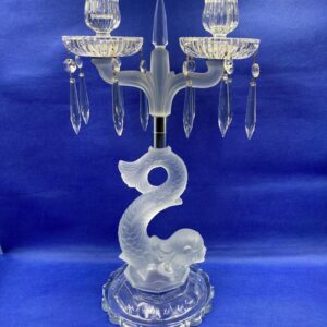 Stunning Late 19th Century Crystal Candelabra With Frosted Crystal Mermaid