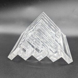 1970s HARVEY GUZZINI Clear Lucite Letter/Pen Holder - Beautiful Geometric Design - Stamped with GUZZINI Mark