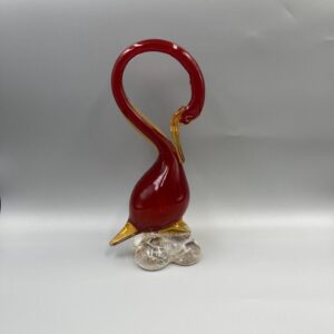 Vintage Murano Venetian Art Glass Red and Amber Swan