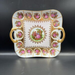 Vintage Bavaria Fragonard Love Story Cake Plate with Handles