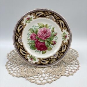 Set of 6 Foley Florence Bread Plates, signed be P Granet, Foley cabbage roses bread plates