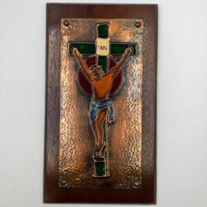 Vintage Celtic Arts (Ireland) Hand-Crafted Copper Jesus on Cross Plaque